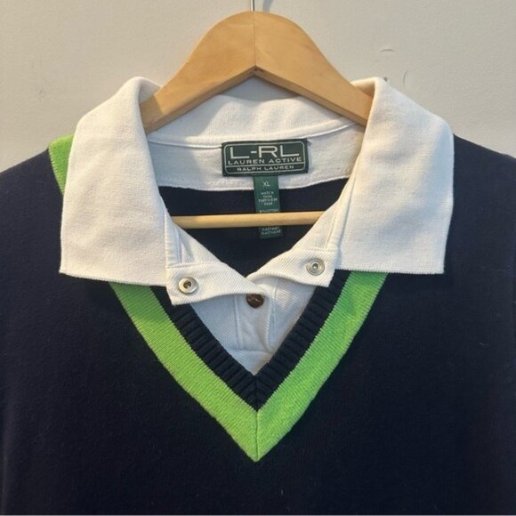 Lauren Ralph Lauren Active Preppy Polo Sweater Vest  XL Tenniscore / Sporty-Chic - Picture 4 of 7